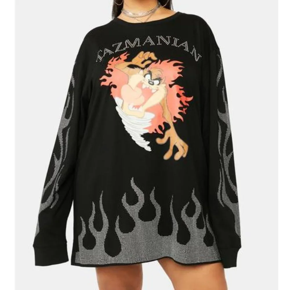 PLUS MAJOR LOONIE  CAT-TAZ-TROPHE RHINESTONE GRAPHIC TEE ( BRAND NEW !!! ) - Picture 3 of 5